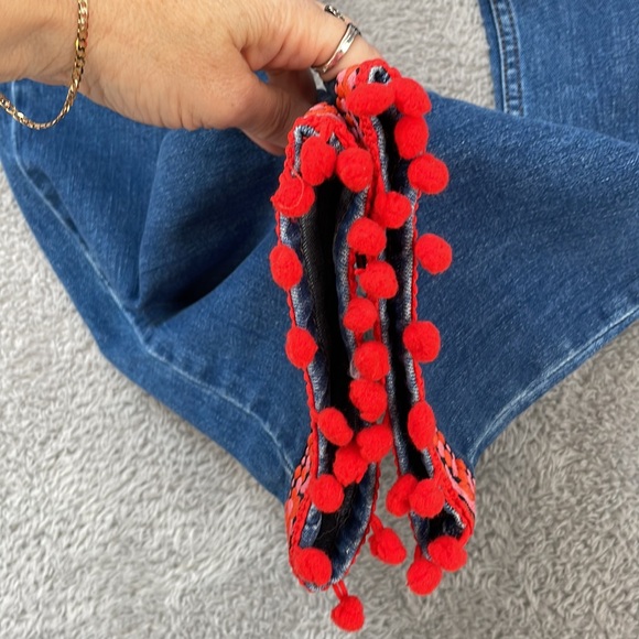 Boden Jeans Women's 8 Long The Cambridge Ankle Skimmer Embroidery Pom Poms Boho - Picture 6 of 16